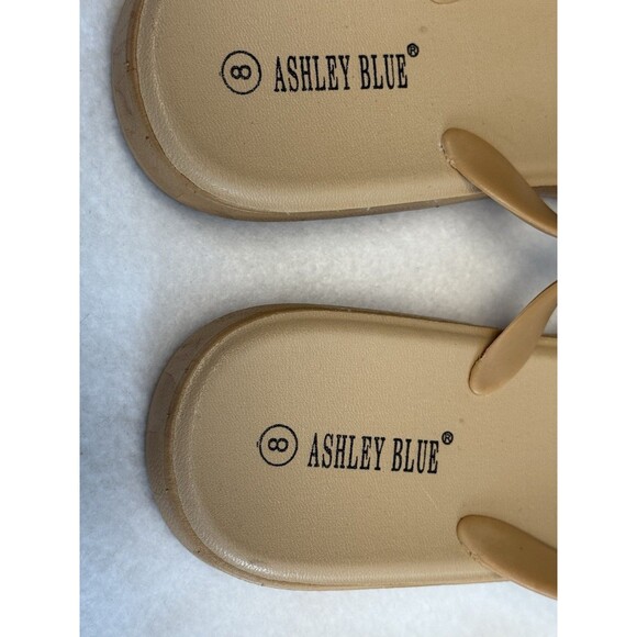 ASHLEY BLUE Crystal Western Beaded Beige Jellies Flip Flops Size 8 - Picture 10 of 11